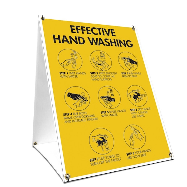 OSHA, Effective Hand Washing, 18in X 24in A-frame Heavy Duty, 24" W, 18" L, Effective Hand Washing